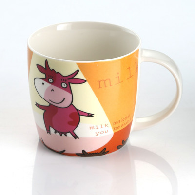 

Multiple Choice with Lid Cow Porcelain Mug(250 ml), Multicolor