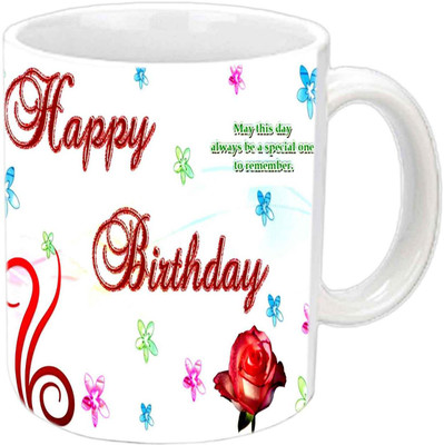 

Raj Laxmi b'day rose white Ceramic Mug(350 ml)