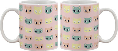 

Artifa Cat Faces Pattern Porcelain, Ceramic Mug(350 ml), Multicolor