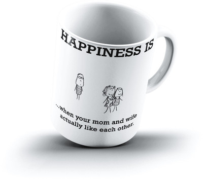 

Ucard Happiness Is1573 Bone China, Ceramic, Porcelain Mug(325 ml), Multicolor