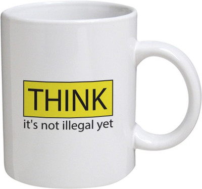

Disginer Cases Think - MyBestow White Plain Coffee Ceramic Ceramic Mug(320 ml), Multicolor
