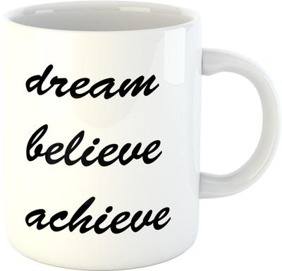 

Deeher Gifts Dream Believe Achieve Ceramic Mug(350 ml), Black;white