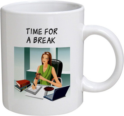 

Disginer Cases Time For A Break - MyBestow White Plain Coffee Ceramic Ceramic Mug(320 ml), Multicolor