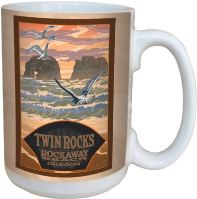 

Tree-Free Greetings Greetings lm43082 Coastal Twin Rocks Oregon Rockaway Beach by Mike Rangner Ceramic with Full-Sized Handle, 15-Ounce, Multicolored Ceramic Mug(60 ml), Multicolor