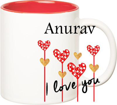 

Huppme I Love You Anurav Inner Red (350 ml) Ceramic Mug(350 ml), Red;white