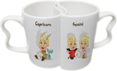 

Ucard Capricorn and Gemini Zodiac Sign Couple Bone China, Ceramic, Porcelain Mug(325 ml), Multicolor