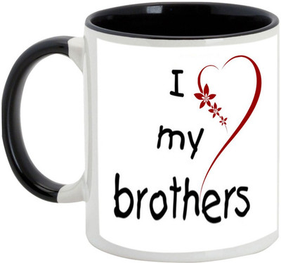 

AllUPrints Gift For Bahiya Dooj/ Brother/ Sister - Cutest I Love My Brother Black Ceramic Mug(325 ml)