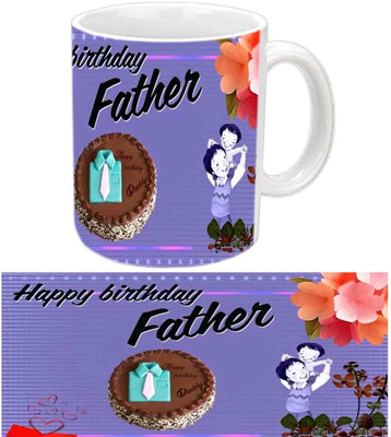 

Raj Laxmi Happy B'day Dearest Dad White Ceramic Mug(3.5 ml)