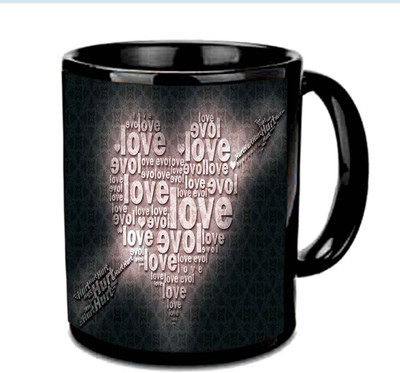 

Raj Laxmi piercing heart valentine black Ceramic Mug(350 ml)