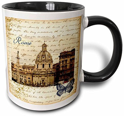 

3dRose mug_178934_4 Rome, Italy Vintage Two Tone Black, 11 oz, Black/White Ceramic Mug(60 ml), Multicolor