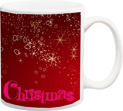 

ME&YOU Gift For family/Relative/Friends;Merry Christmas;red star Printed Ceramic Mug(325 ml), Multicolor