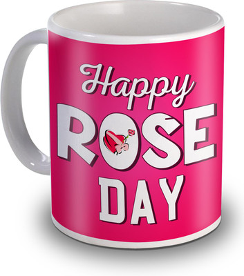 

SKY TRENDS Happy Rose Day Pink Gifts For Valentine's Ceramic Mug(350 ml), White