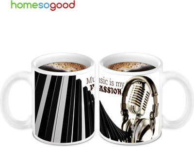 45% OFF on Homesogood Awesome And Latest Music Passion (2s) Ceramic Mug(280 ml, Pack of 2)