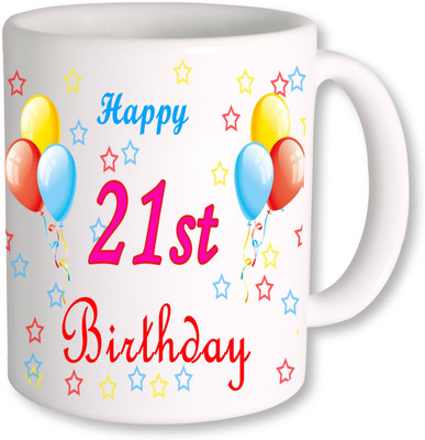 

PhotogiftsIndia 21st Happy Birthday Coffee Ceramic Mug(350 ml), Multicolor