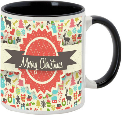 

AllUPrints Merry Christmas Everyone Ceramic Mug(325 ml), Black
