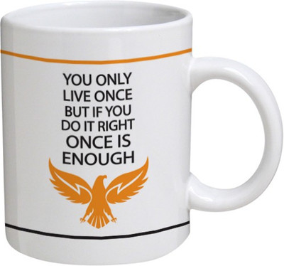 

My Bestow Once Is Enough - MyBestow White Plain Coffee Ceramic Ceramic Mug(320 ml), Multicolor