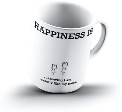 

Ucard Happiness Is1721 Bone China, Ceramic, Porcelain Mug(325 ml), Multicolor
