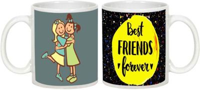 

AllUPrints Friendship Day Gifts - Gift For Friend (Design 1) Ceramic Mug(325 ml, Pack of 2), White