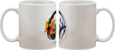 

Artifa Headphones And Color Pattern Porcelain, Ceramic Mug(350 ml), Multicolor
