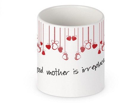 

HuesLab A Good Mother is Irreplaceable with Black Font Ceramic Mug(328 ml), White