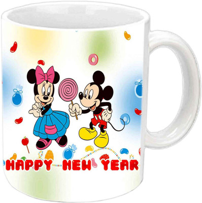 Raj Laxmi Mickey mini couple cute Ceramic Mug(350 ml), White