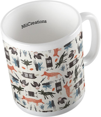 

MiiCreations Printed Animal Pattern Ceramic Mug(325 ml), Multicolor