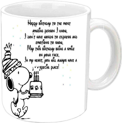 

Raj Laxmi Happy B'day With Nice Lines White Ceramic Mug(3.5 ml)