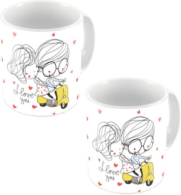 

Home India Designer Romantic White Coffees Pair 648 Ceramic Mug(300 ml, Pack of 2)
