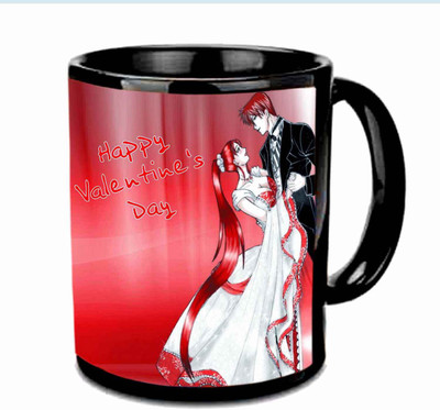 

Raj Laxmi Dancing couple valentine black Ceramic Mug(350 ml)