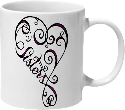 

Mooch Wale Heart Sister Ceramic Mug(325 ml), Multicolor