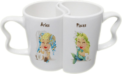 

Ucard Aries and Pisces Zodiac Sign Valentines Day Couple Bone China, Ceramic, Porcelain Mug(325 ml), Multicolor