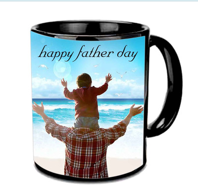 

Raj Laxmi Beautiful Beach View Fathers Day Wishes Multicolor Ceramic Mug(3.5 ml), Black