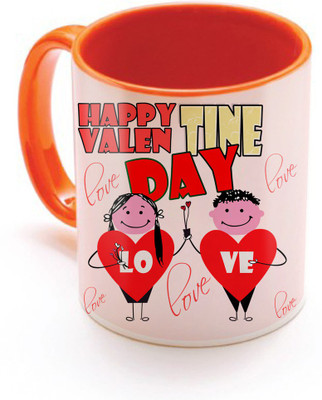 

SKY TRENDS Valentine Gift for Girlfriend Love Printed I Love U Forever Perfect for Her Him Wife Fiance Anniversary And Birthday STGD009 Ceramic Mug(325 ml), Orange