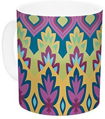 

Kess InHouse InHouse Amanda Lane Boho Chic Purple Yellow Ceramic Coffee, 11 oz, Multicolor Ceramic Mug(60 ml)
