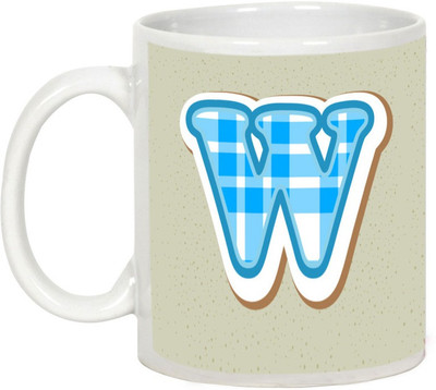 

AllUPrints Colorful Alphabet Letters "W" Ceramic Mug(325 ml), White
