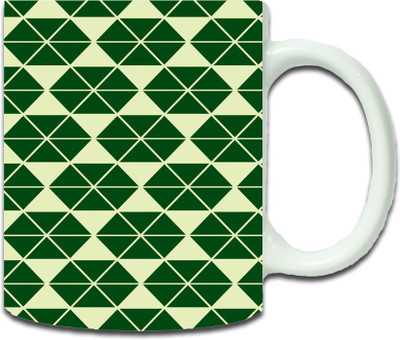 

Maison N Mode Grn And Yellow Pattern Coffee Ceramic Mug(330 ml), Multicolor