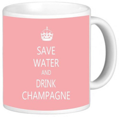 

Rikki Knight LLC Knight Photo Quality Ceramic Coffee, 11 oz, Save Water and Drink Champagne Light Pink Ceramic Mug(60 ml)