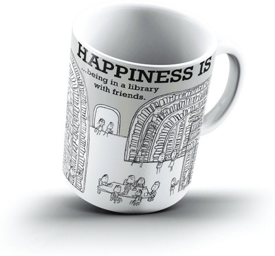 

Ucard Happiness Is1069 Bone China, Ceramic, Porcelain Mug(325 ml), Multicolor