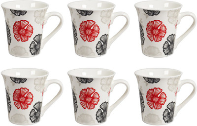 

La Platina Lp-E-217-CoffeeMugSet Bone China, Porcelain Mug(140 ml, Pack of 6), Multicolor
