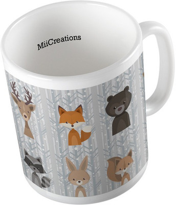 

MiiCreations Printed Fox Pattern Ceramic Mug(325 ml), Multicolor