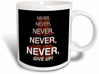 

3dRose mug_172015_2 Winston Churchill Motivational Quote Never, Never, Never, Give Up Ceramic, 15-Ounce Ceramic Mug(60 ml), Multicolor