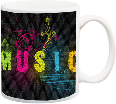

ME&YOU Gift for Art Lovers;Designer MUSIC Printed Ceramic Mug(325 ml), Multicolor