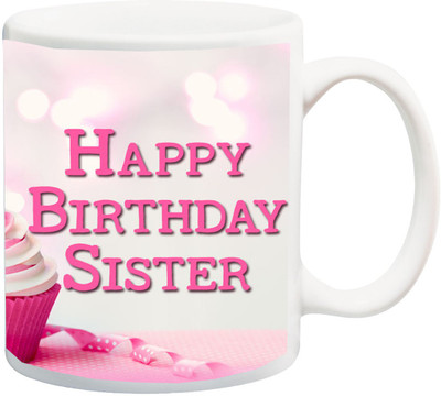 

ME&YOU Gift for Happy Birthday Strawberry Cake Ceramic Mug(325 ml), Multicolor