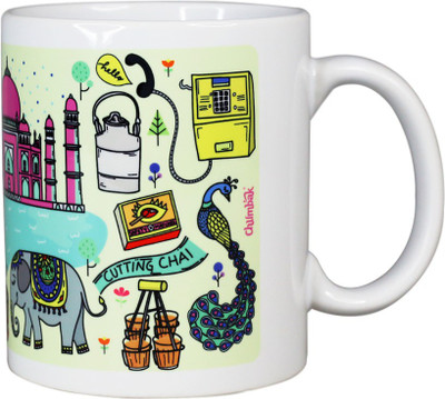 Chumbak MG47 Ceramic Mug(300 ml), Multicolor