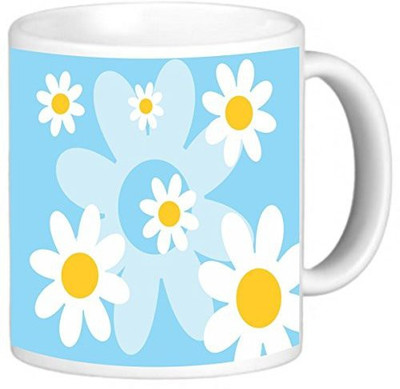 

Rikki Knight LLC Knight Photo Quality Ceramic Coffee, 11 oz, Light Blue Daisies Retro 's Design Ceramic Mug(60 ml)