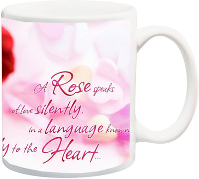 

ME&YOU Gift for Husband/Wife/Girlfriend/Boyfriend/Lover;"Valentines Day, A Rose Spesks to love silently red rose HD printed Ceramic Mug(325 ml), Multicolor