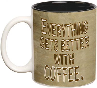

Prithish Everything Gets Better with Coffee Double Color Ceramic Mug(330 ml), Multicolor