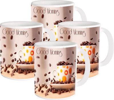 

Heyworlds Gifts for pattern Design set of six 117 Ceramic Mug(325 ml, Pack of 4), Multicolor