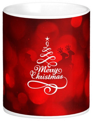 

Exoctic Silver Merry Christmas Ho ho ho 03 Ceramic Mug(300 ml), Red