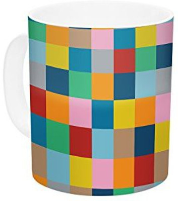

Kess InHouse InHouse Project M Colour Blocks Zoom Geometric Rainbow Ceramic Coffee, 11 oz, Multicolor Ceramic Mug(60 ml)
